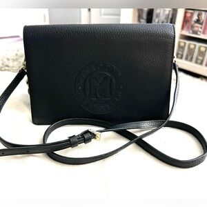 Metro City Crossbody Satchel Bag Black Leather Shoulder Purse Clutch Womens Gift